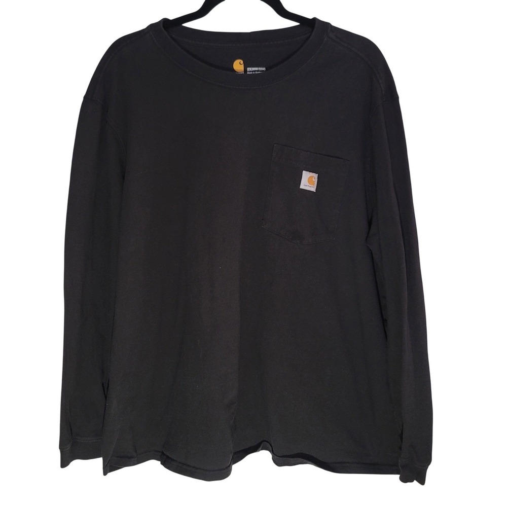 Carhartt Long Sleeve T-Shirt Womens 2X Black Original Fit Pocket Cotton Workwear